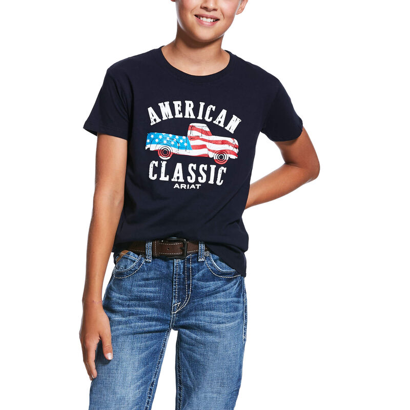 Ariat Western: American Classic Camisetas Niños - Azul Marino (KEVLQ3854)